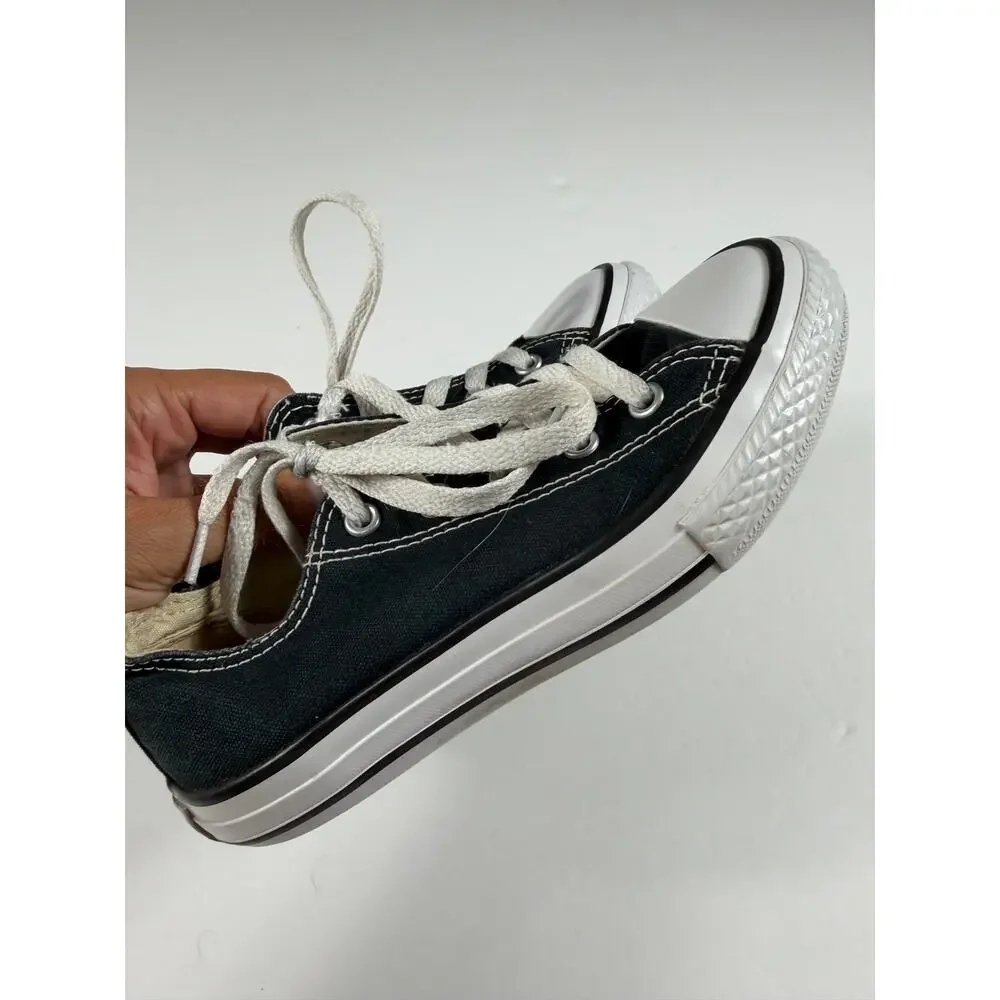 Converse Chuck Taylor All Star Low Top Black Canvas Sneakers Youth Size 1